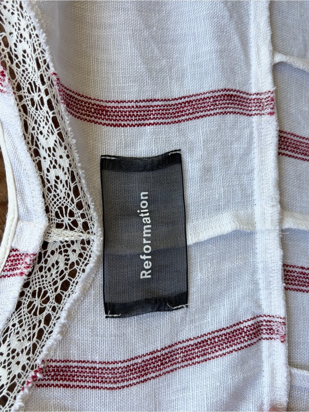 Reformation White Maxi Dress with Dusty Rose Stripes - Picture 7 of 8